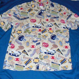NFL San Diego Chargers Button Front Shirt Football Allover Print Hawaiia…